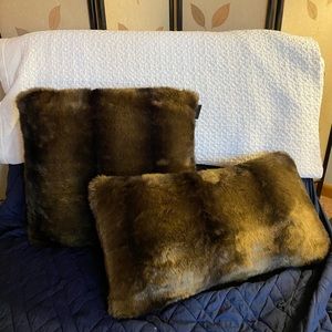 Luxurious Faux Fur Brown Accent Pillows